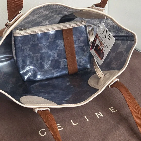 Celine Macadam Triomphe tote PVC/Leather& Pochette Early 2000s excellent cond - Picture 14 of 15